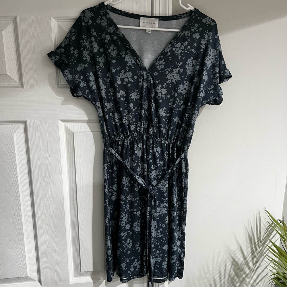 French Grey Floral Dress